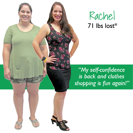 Rachel's weight loss testimonal image