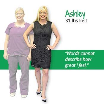 Ashley's weight loss testimonal image